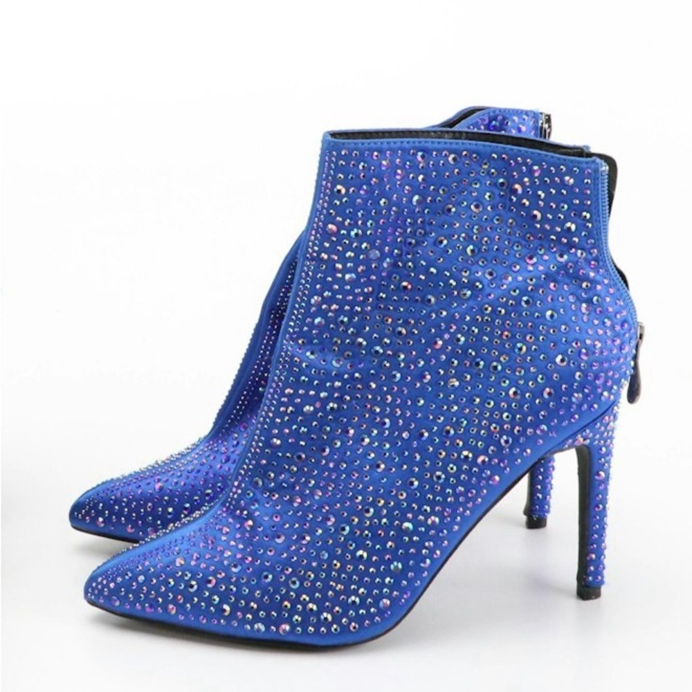 Ankle boots with inlaid crystals